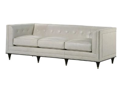 Tuxedo-Arm ‘Wren’ Sofa in Beige Leather by Bill Sofield for Baker Furniture (Two Available)