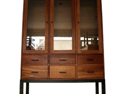 Y2k Industrial Modern Room & Board Solid Cherry China Cabinet