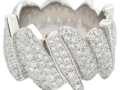 Fred of Paris Pavé Diamond Band Ring in 18K White Gold, 2.18 Carats