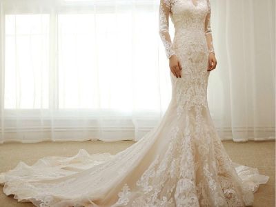 Victoria's Long Sleeve Mermaid Lace Wedding Gown