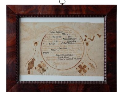 Fraktur Birth and Baptism Certificate Moses Kelchner, Northampton Co., 1834