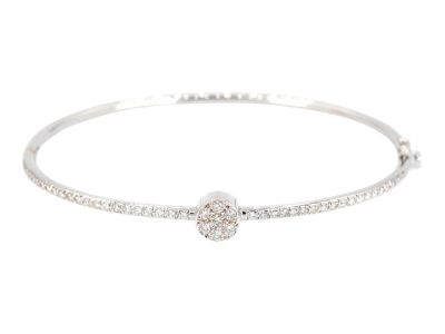 18k Diamond Bangle Bracelet Womens White Gold vs Pave Modern Fine Jewelry