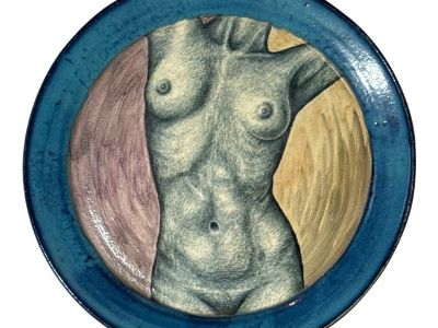 Figurative Ceramic Wall Plate – “Blue Woman” by Fortuo, 2005