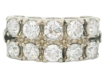 Mid-Century 2.0 Carat Diamond Double Row Band Ring in 14K White Gold
