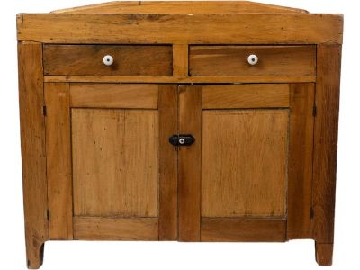 Antique Solid Pine Dry Sink Cabinet With Porcelain Knobs
