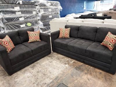Black Sofa and Loveseat Set