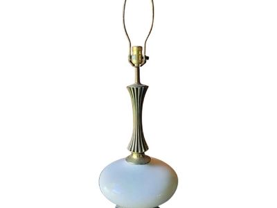 Vintage Brass and Milk Glass Table Lamp Hollywood Regency Mid Century