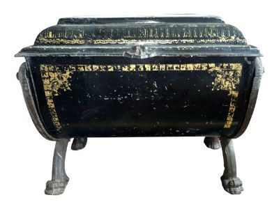 Antique Hand Painted German Firewood Holder Coal Scuttle
