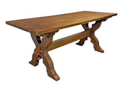 Early 20th Century Danish Oak Trestle Table