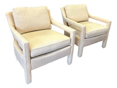 Pair of Mid Century Drexel Heritage Club Chairs - Houndstooth Pattern, Signed