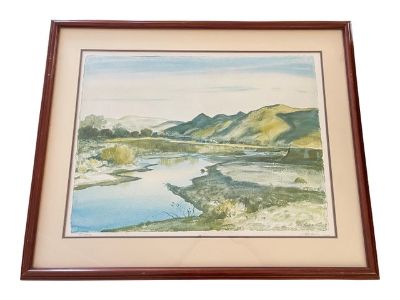 1970s Peter Hurd Signed Watercolor, Framed