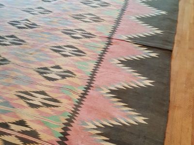 Dhurrie Flat Weave Room Size Rug, Pre-owned