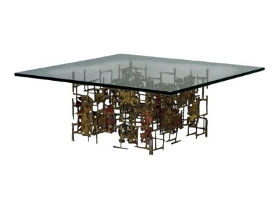 Silas Seandel Style, Brutalist Modern, Metal, Glass, Coffee Table, Usa, 1970s