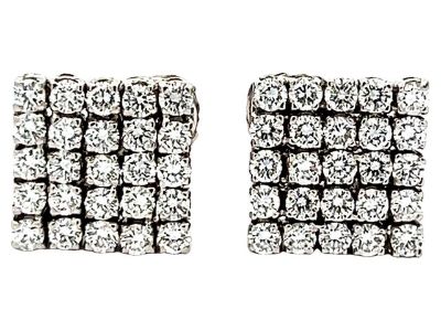 Vintage 18K White Gold Diamond Clip-On Earrings, 5 Carats