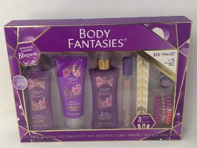 Gift Perfume Sets Japanese Cherry Blossom by Body Fantasies, 7 Pc Gift Set Women Lotion Body Wash+