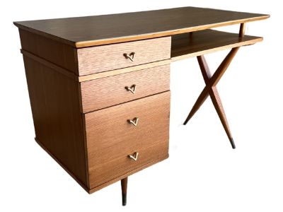 Vintage Petite Walnut X-Base Writing Desk
