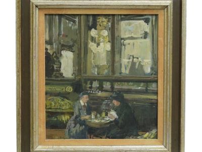 Geoffrey Lewis (Oregon/California, 1928-2005) Tete a Tete, Signed Oil on Canvas, Framed