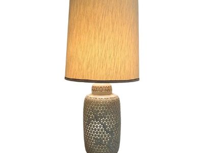 Mid-20th Century Cherry Blossom Pottery Lamp