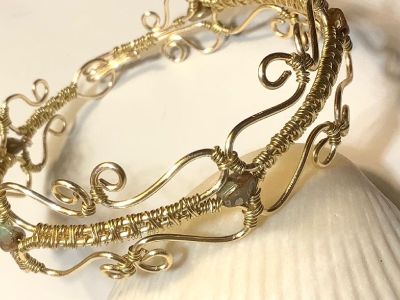 Gold Victorian Style Cuff Bracelet