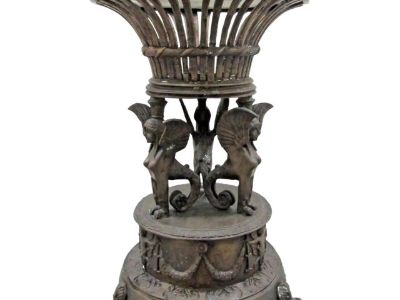 Late 18th Century French Empire Style Bronze Jardiniere With Female Griffons and Cherubs