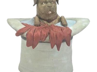 Antique Porcelain Pug in a Hat Jar
