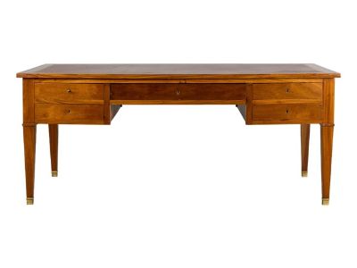 French Louis XVI Style Mahogany Writing Desk With Leather Top