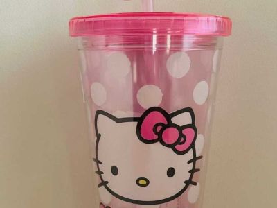 Hello kitty tumbler with bow charm on straw. BNWOT