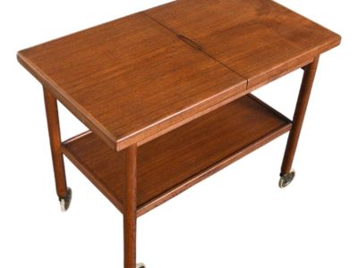Danish Modern Expandable Bar Cart in Teak