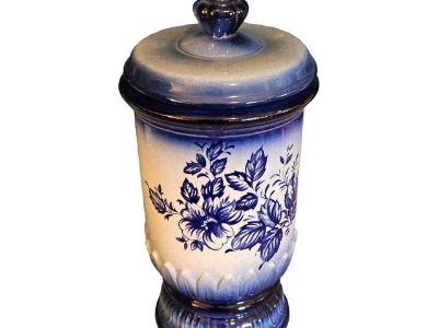 Vintage Staffordshire Fine Ceramics Blue Floral Jar