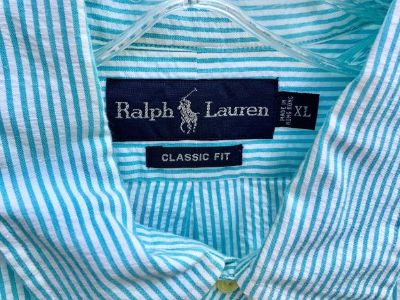 Ralph Lauren Polo Calypso Blue XL Seersucker Shirt