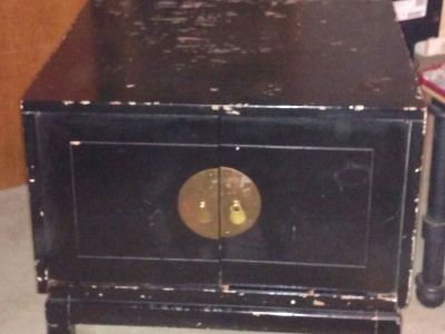 Antique Natural Patina Black storage Table