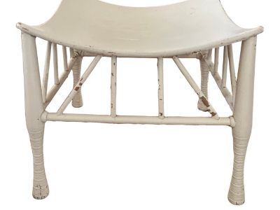 Early 20th Century Egyptian Revival Chippy White Painted Thebes Stool
