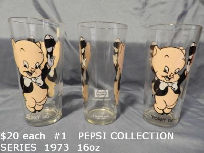 Porky Pig and Petunia Pig Drinking Glasses