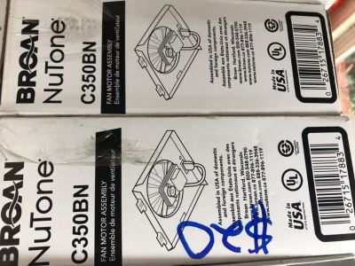NuTone Brian C350BN fan motor assembly Several available PRICE REDUCED $10 EACH