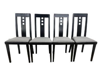 Josef Hoffmann Postmodern Black Ebonized Slot Back Dining Chairs - Set of 4
