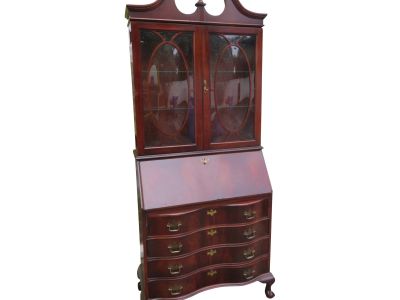 Jasper Flame Mahogany Ball and Claw Feet Tall Secretary Desk