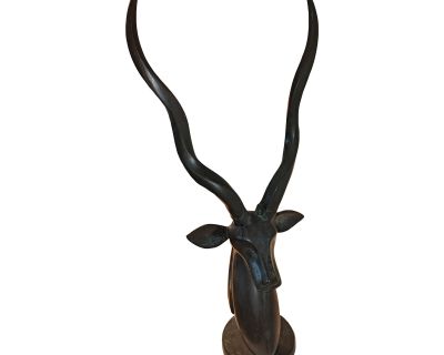 Late 20th Century Statue Sculpture Maitland Smith Vintage Kudu Antelope Gazelle Head Bust