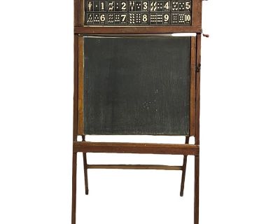 19th Century Antique School Wood Chalk Board and Flip Easel