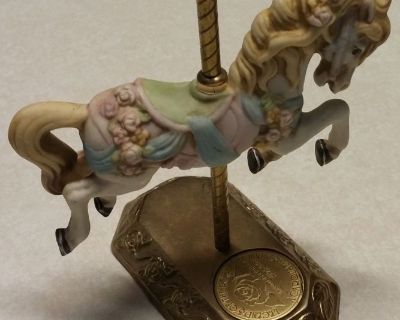 Willitts Designs Brass Base Porcelain Carousel Horse