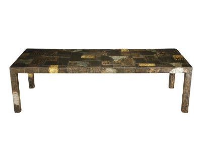 Paul Evans Patchwork Copper 106" Extendable Dining Table for Directional, c 1967