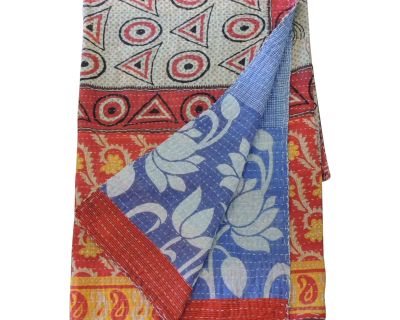 Colorful Kantha Indian Patchwork Blanket or Throw