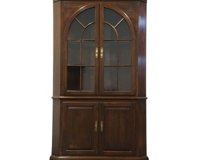 Ethan Allen Georgian Court Traditional Style Solid Cherry 45" Corner China Cabinet 11-6226