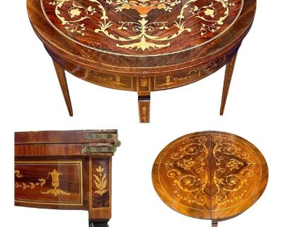 Antique Italian Neoclassical Marquetry Inlaid Round Table