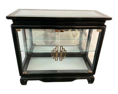 Vintage Chinoiserie Glass and Wood Cabinet