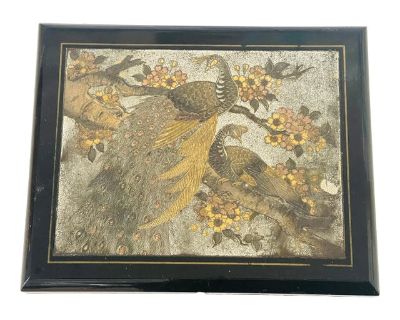 Vintage Boho Japanese Music Box Lacquered Etched