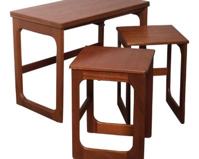 Vintage Teak Triform Nesting Tables by McIntosh Set of 3
