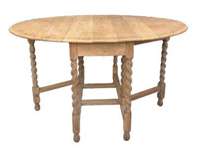 1920s English Bleached Oak Gateleg Table