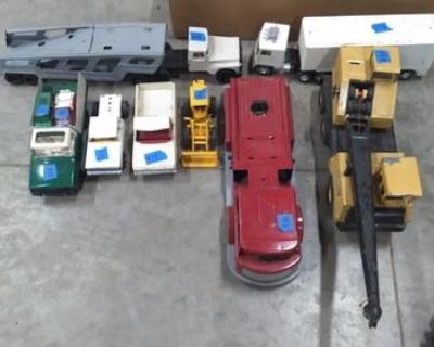 Nylint, Ertl and Buddy L and miscellaneous trucks, tractors and toys.