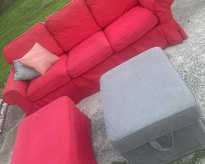 Red Washable Slipcover Sofa