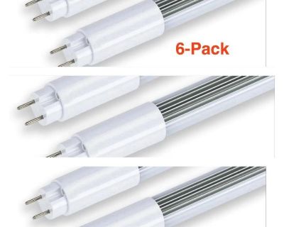 T8 T12 4FT LED Bulbs Light Tube Type A+B 18W 2250LM, 5000k Daylight (6-pack)